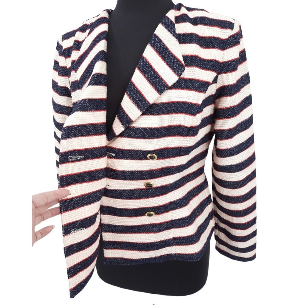 NEW CABI 5094 Cruise Jacket Nautical Stripe Double Breast Blazer 6 Tailored - Picture 8 of 12